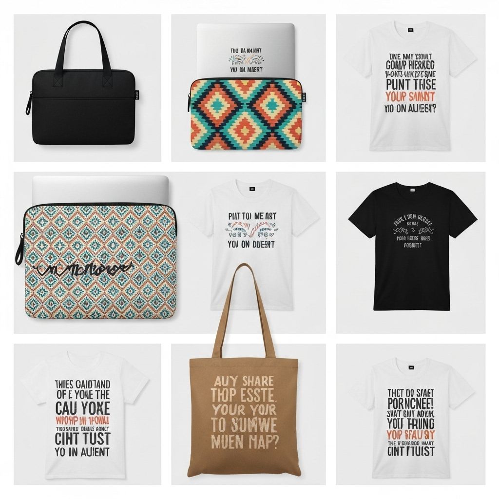 Collection of custom design mockups on various products