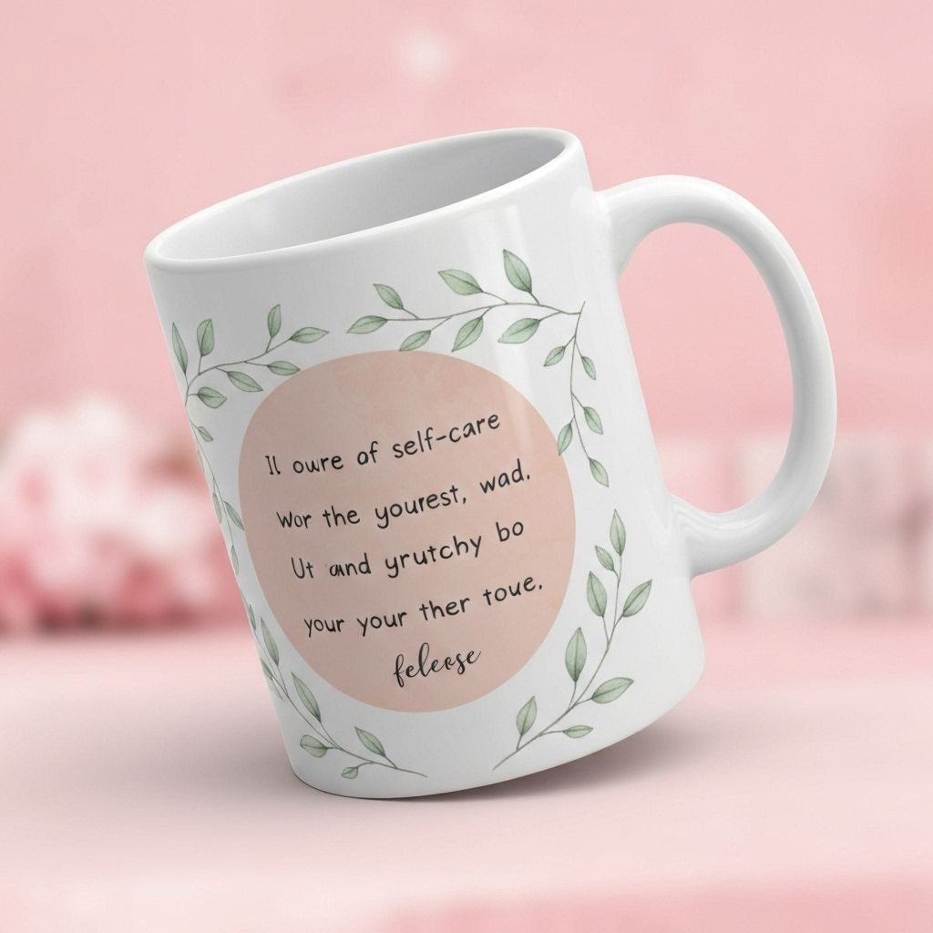 Custom printed coffee mug with motivational design